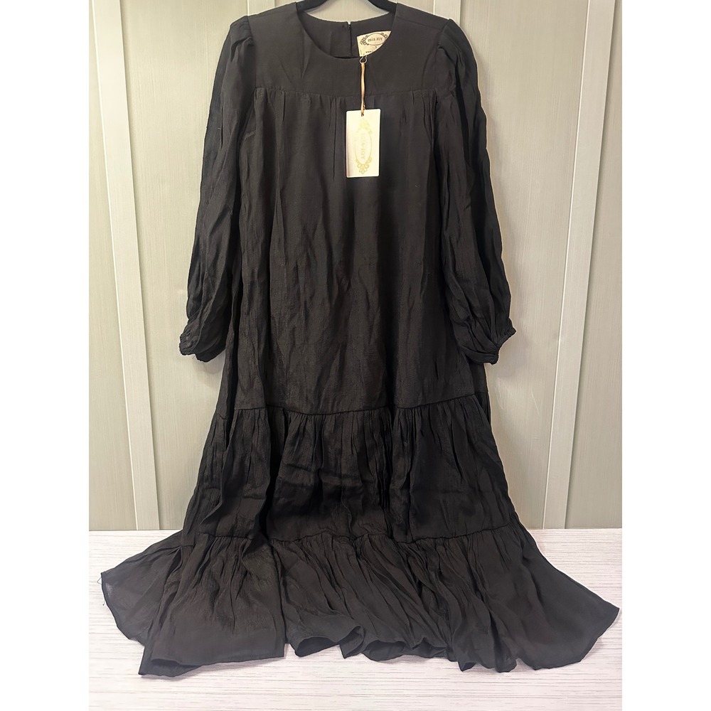 *NEW* Joyfolie Mia Joy Size 7 Charlotte Dress Black Tiered Long Sleeve